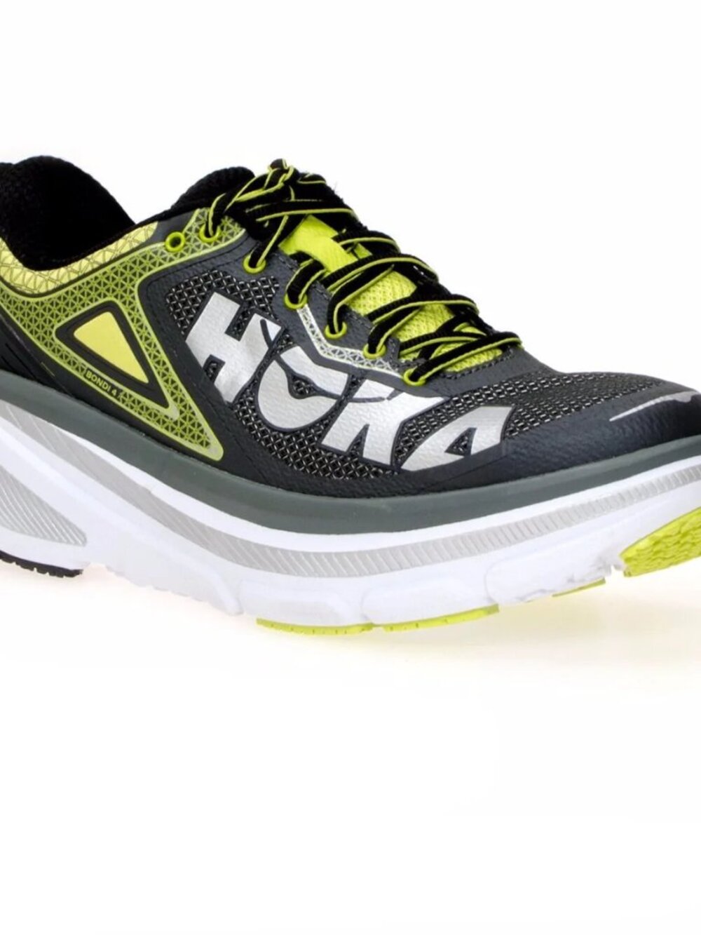 Hoka One One Men's Black Acid Bondi 4 Mesh Athletic Running Shoes Size 12.5 2E